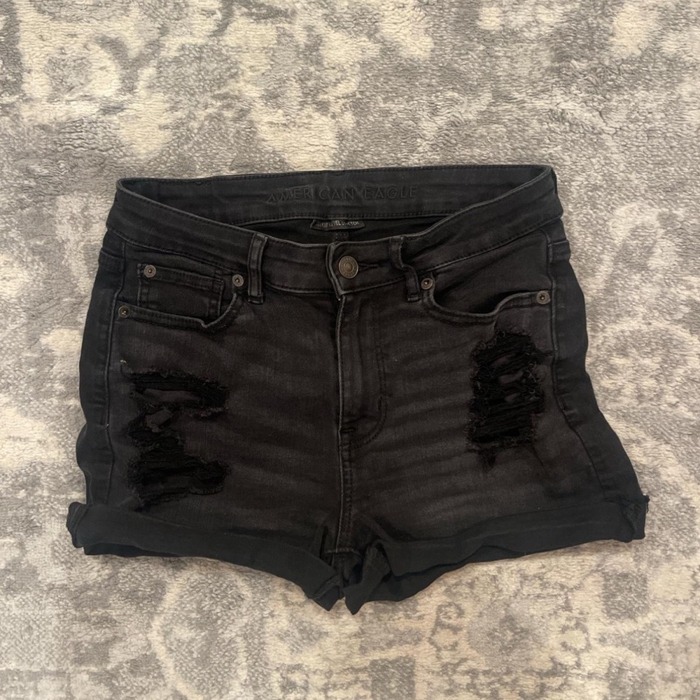 American Eagle Outfitters Black Distressed Jean Shorts